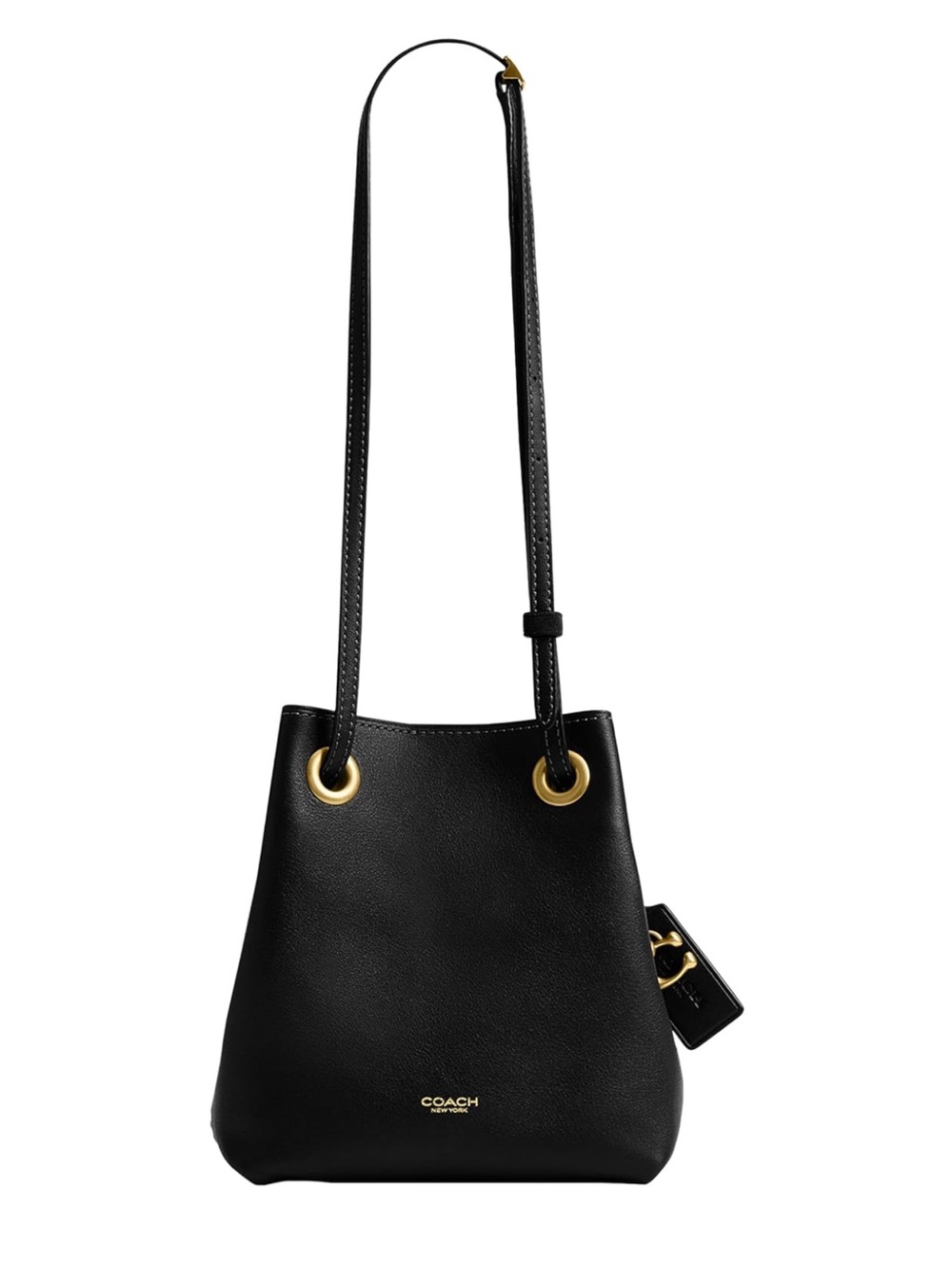 Coach Black Pebble Leather Jade Drawstring Bucket Crossbody Bag - New